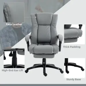 Vinsetto Executive Home Office Chair High Back Recliner, with Foot Rest, Grey