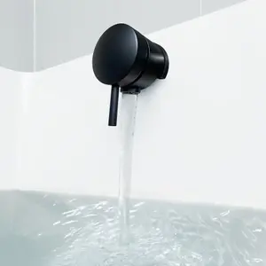 ENKI Matte Black Pop Up Freeflow Round Bath Filler with Overflow & Waste W48