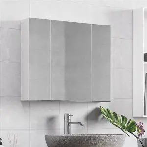 Yaheetech White Wall-Mounted Storage Cabinet with Three Mirror Doors