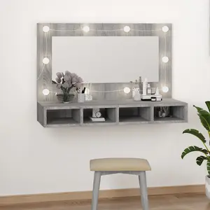 Berkfield Mirror Cabinet with LED Grey Sonoma 90x31.5x62 cm