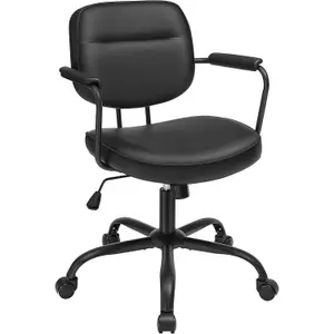 SONGMICS Desk Chair, Swivel Chair, Synthetic Leather Office Chair, Ergonomic Design, Ink Black