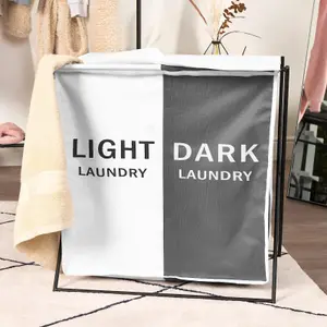 Laundry Basket Light Dark Washing Hamper Bag Folding Clothes Storage Handle Bin