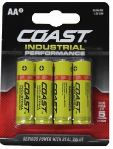 Coast Industrial Performance Alkaline Batteries AA 4 Pack