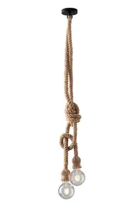 Luminosa Rope Design Twin Pendant, Beige, E27