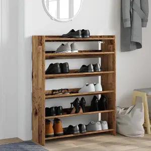 Berkfield Shoe Rack Old Wood 80x25x100 cm Engineered Wood