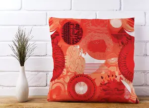 Abstract Red Sun pattern Cushions 45cm x 45cm