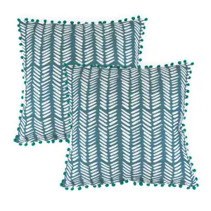 Gardenwize Pair of Outdoor Garden Sofa Chair Furniture Scatter Cushions- Teal Fern