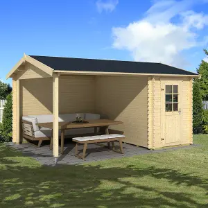 Lasita Osland Wibo Log Cabin with Veranda - 4.25m x 3m - Patio Canopy Area