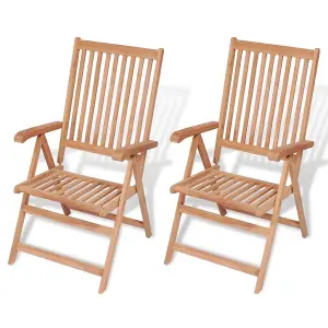 Berkfield Reclining Garden Chairs 2 pcs Solid Teak Wood