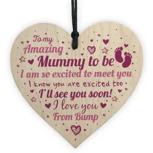 Red Ocean Handmade Mum Mummy To Be Gift Funny Novelty Wooden Hanging Heart Baby Shower Gift For New MUM Mother