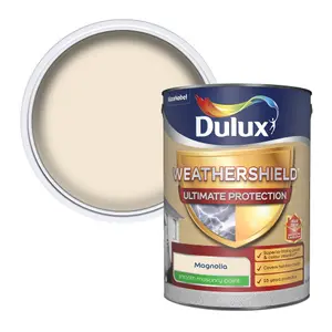 Dulux Weathershield Ultimate Magnolia Smooth Matt Masonry paint, 5L