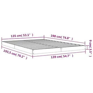 Bed Frame Solid Wood Gray / Double (4'6)