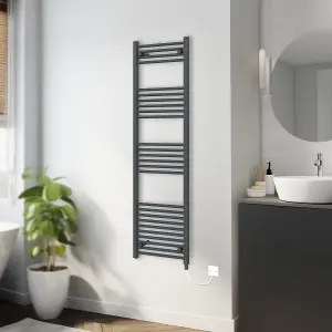 Rinse Bathrooms 800W Electric Heated Warming Towel Rail Bathroom Radiator Anthracite - 1600x500mm