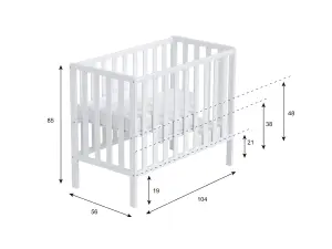 Paris space saver cot 100x50cm with Aloe Vera Quilted mattress