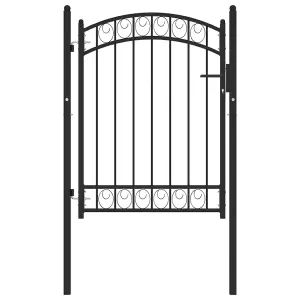 Berkfield Fence Gate with Arched Top Steel 100x125 cm Black