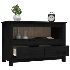 Berkfield TV Cabinet Black 79x35x52 cm Solid Wood Pine