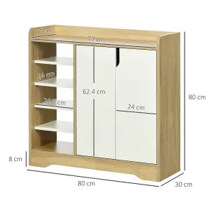 HOMCOM Shoe Cabinet Shoe Storage Organizer with Five Open Shelves, Natural