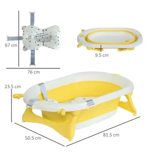 HOMCOM Foldable Baby Bath Tub Ergonomic with Temperature-Induced Water Plug