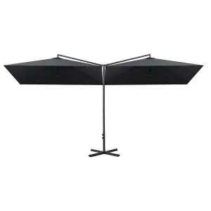 Berkfield Double Parasol with Steel Pole Anthracite 600x300 cm