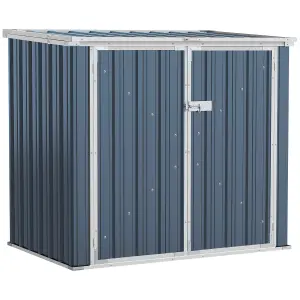 Outsunny 2-Bin Steel Rubbish Storage Shed w/ Double Locking Doors, Openable Lid