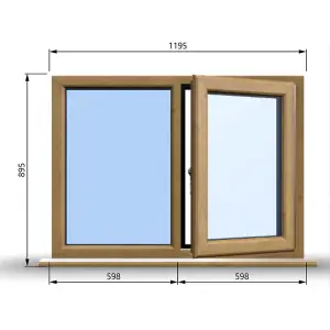 1195mm (W) x 895mm (H) Wooden Stormproof Window - 1/2 Right Opening Window - Toughened Safety Glass