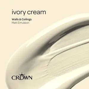 Crown Walls & Ceilings Matt Emulsion Paint Ivory Cream - 5L