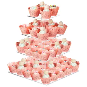 4 Tier Round Acrylic Cupcake Display Stand Holder