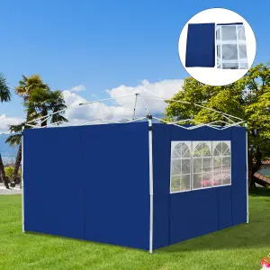 Outsunny Gazebo Replacement Exchangeable Wall Panels w/ Window, Blue