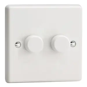 Varilight 2-Gang 2-Way 2x100W V-Com LED Dimmer White