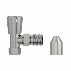 Right Radiators 15mm x 1/2" Satin Nickel Angled Lockshield Valve Towel Rail Radiator Valves Central Heating Taps