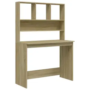 Berkfield Desk with Shelves Sonoma Oak 102x45x148 cm Engineered Wood