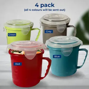 4pk Soup Containers with Lids - Microwavable Soup Mug with Lid - 700ml Microwave Bowl Soup Storage Containers