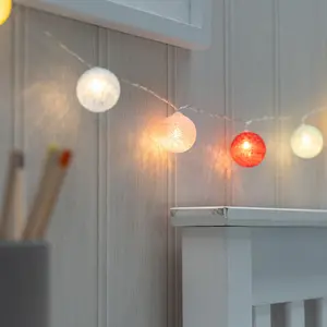 ValueLights Set of 10 Kids Battery Powered Fairy String Lights with Cotton Balls