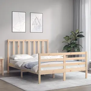 Berkfield Bed Frame with Headboard Small Double Solid Wood