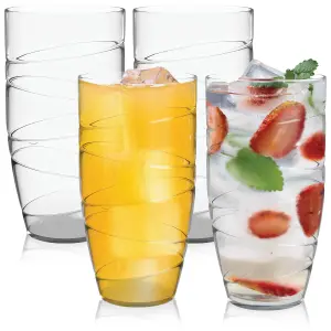 HEFTMAN Clear Swirl Acrylic Tumblers - Set Of 4