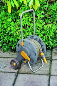 Hozelock 45m Free Standing Garden Hose Cart 20m Hose Pipe Watering Connectors