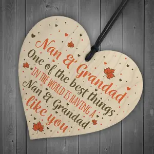 Red Ocean Nan Grandad Gifts Hanging Wooden Heart Sign Birthday Christmas Xmas Grandparent Gifts