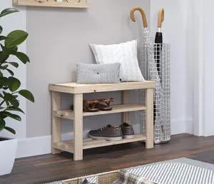 shoe bench with solid top - solid pine