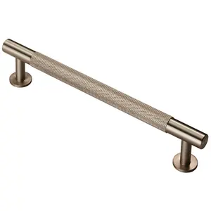 Knurled Bar Door Pull Handle 190 x 13mm 160mm Fixing Centres Satin Nickel