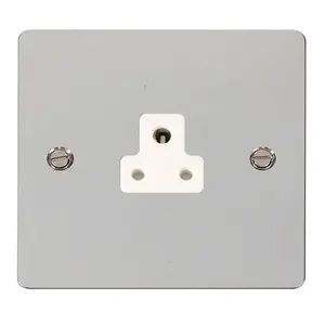 Flat Plate Polished Chrome 1 Gang 2A Round Pin Socket - White Trim - SE Home