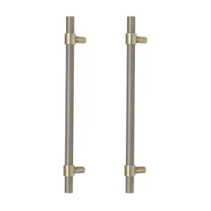 GoodHome Dukkah Brass effect Kitchen cabinets Bar Pull Handle (L)25.7cm (D)35mm, Pack of 2