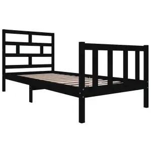 Berkfield Bed Frame Black Solid Wood Pine 100x200 cm