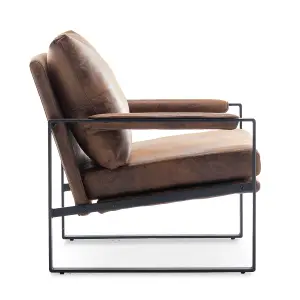 Faux Leather Suede Brown Graziana Accent Chair