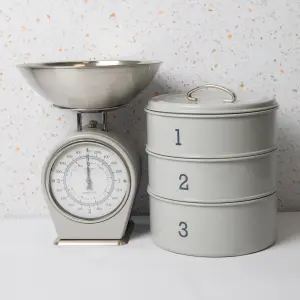 2pc French Grey Bakeware Set including Three-Tier Cake Tin and Mechanical Scale Set