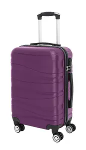 LUGGIT 3 Pcs Travel Lightweight Trolley Luggage Suitcase Set of 3 Sizes, ABS Shell - Wavy Line Purplish Red