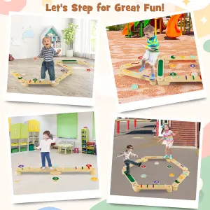 Costway Montessori Balance Beam Set Wooden Balance Boards Indoor Gift Toy Set