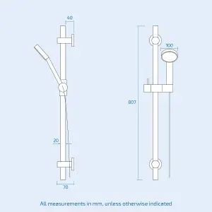 Nes Home Chrome Wall Mounted Slider Rail Shower Kit With Brass Handset & Shower Hose