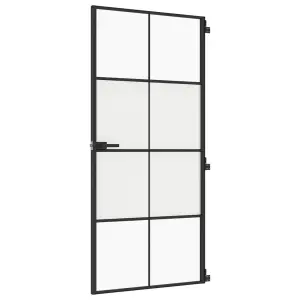 Berkfield Interior Door Slim Black 93x201.5 cm Tempered Glass and Aluminium