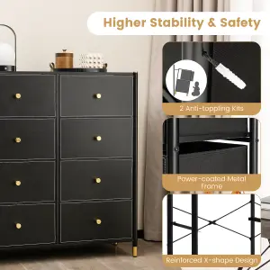 Costway 8 Drawers Dresser Tower Organizer Fabric Storage Chest of Drawers W/ Metal Frame