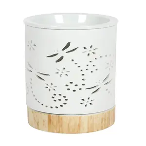 Ceramic Cut-Out Dragonfly Oil Burner - White